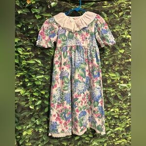 Therese Girls Floral Summer Dress Size 6X Blue White Pink Green